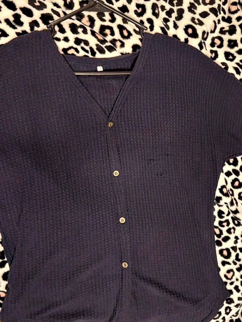 Black Short Sleeve Button Front Top Like New